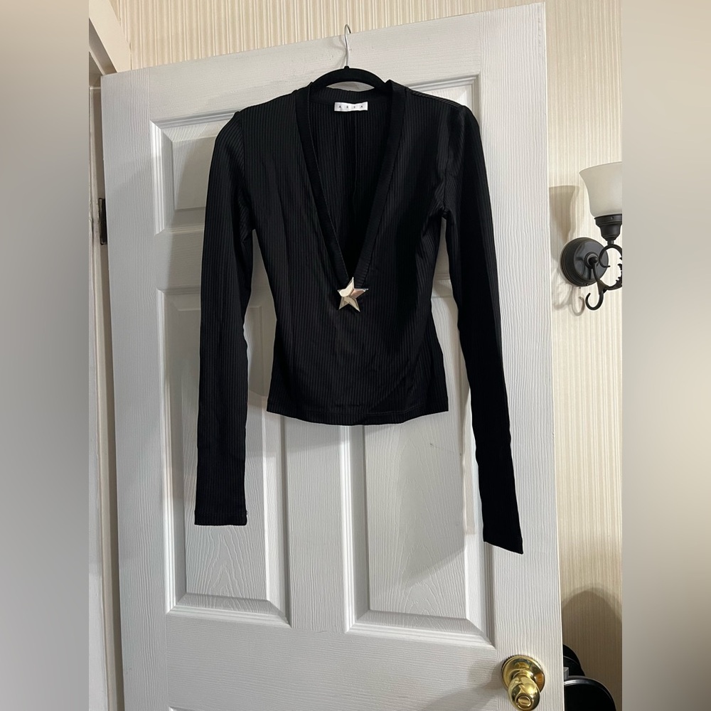 AREA
Embellished ribbed jersey top— Gorgeous